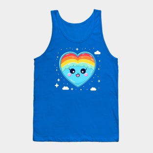 Cute Kawaii Heart With Pride Rainbow Tank Top